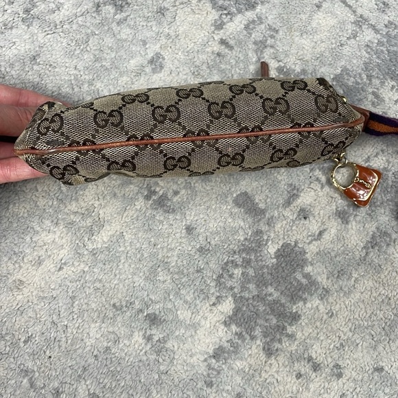 GUCCI Sherry Line GG Canvas Pouch Purple Orange Wristlet Purse Charm - Picture 11 of 17